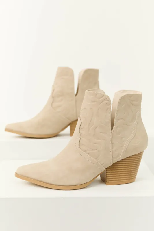Coconut Pointed Toe Side Slit Western Booties sold by Lime Lush