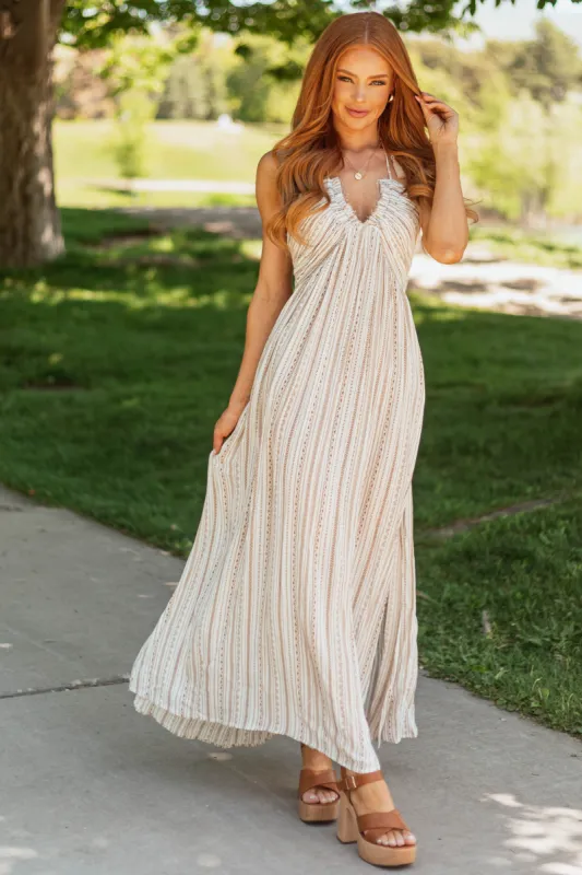 Coconut Abstract Print Side Slit Maxi Dress sold by Lime Lush