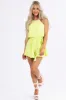 She+Sky Neon Kiwi Checkered Halter Neck Romper sold by Lime Lush