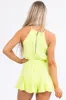 She+Sky Neon Kiwi Checkered Halter Neck Romper sold by Lime Lush