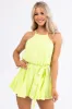 She+Sky Neon Kiwi Checkered Halter Neck Romper sold by Lime Lush