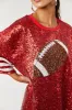 Ruby Red Football Sequin Loose Fit Shirt Dress sold by Lime Lush