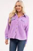 Orchid Sherpa Shacket with Faux Leather Detail sold by Lime Lush