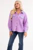 Orchid Sherpa Shacket with Faux Leather Detail sold by Lime Lush