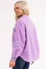 Orchid Sherpa Shacket with Faux Leather Detail sold by Lime Lush