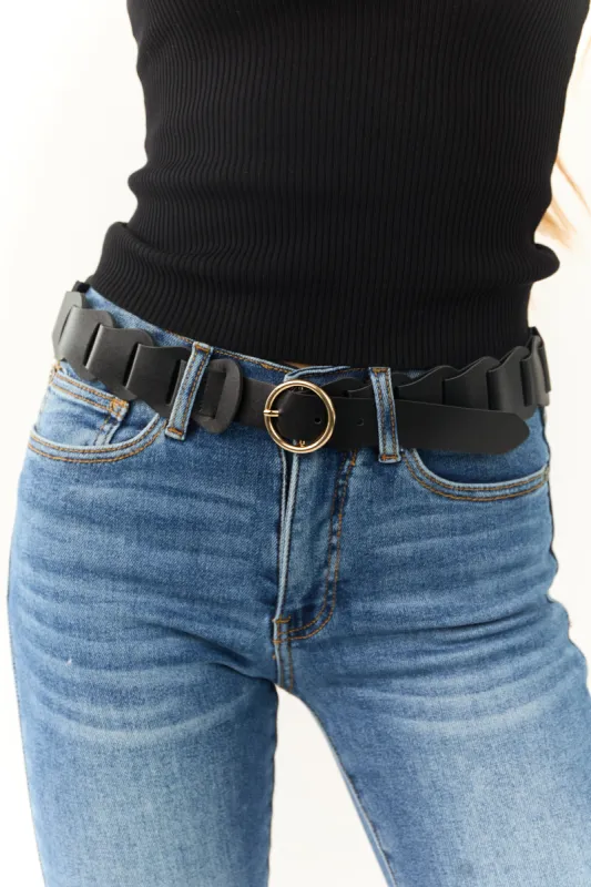 Black Braided Link Faux Leather Belt sold by Lime Lush