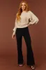 Black Slit Flare Leg Twill Pants sold by Lime Lush