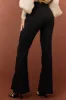 Black Slit Flare Leg Twill Pants sold by Lime Lush