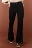 Black Slit Flare Leg Twill Pants sold by Lime Lush