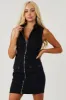 Black Collared Zip Front Sleeveless Denim Dress sold by Lime Lush