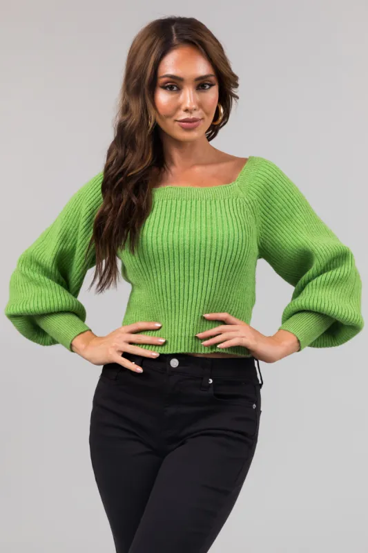 Muted Kiwi Boatneck Ribbed Sweater sold by Lime Lush