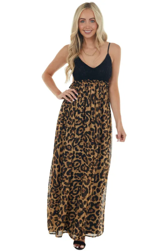 Leopard Print Open Back Sleeveless Maxi Dress sold by Lime Lush