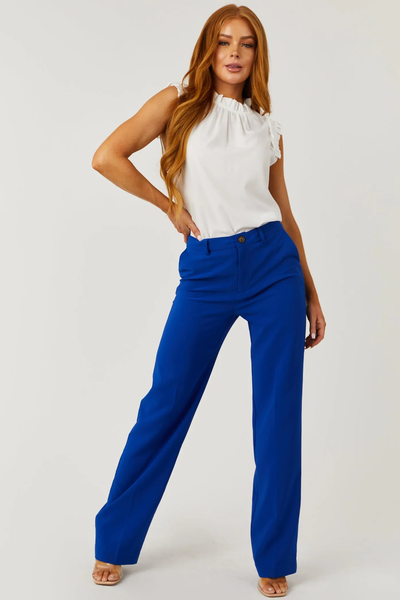 Emily Royal Blue Straight Leg Dress Pants sold by Lime Lush product image thumbnail 5