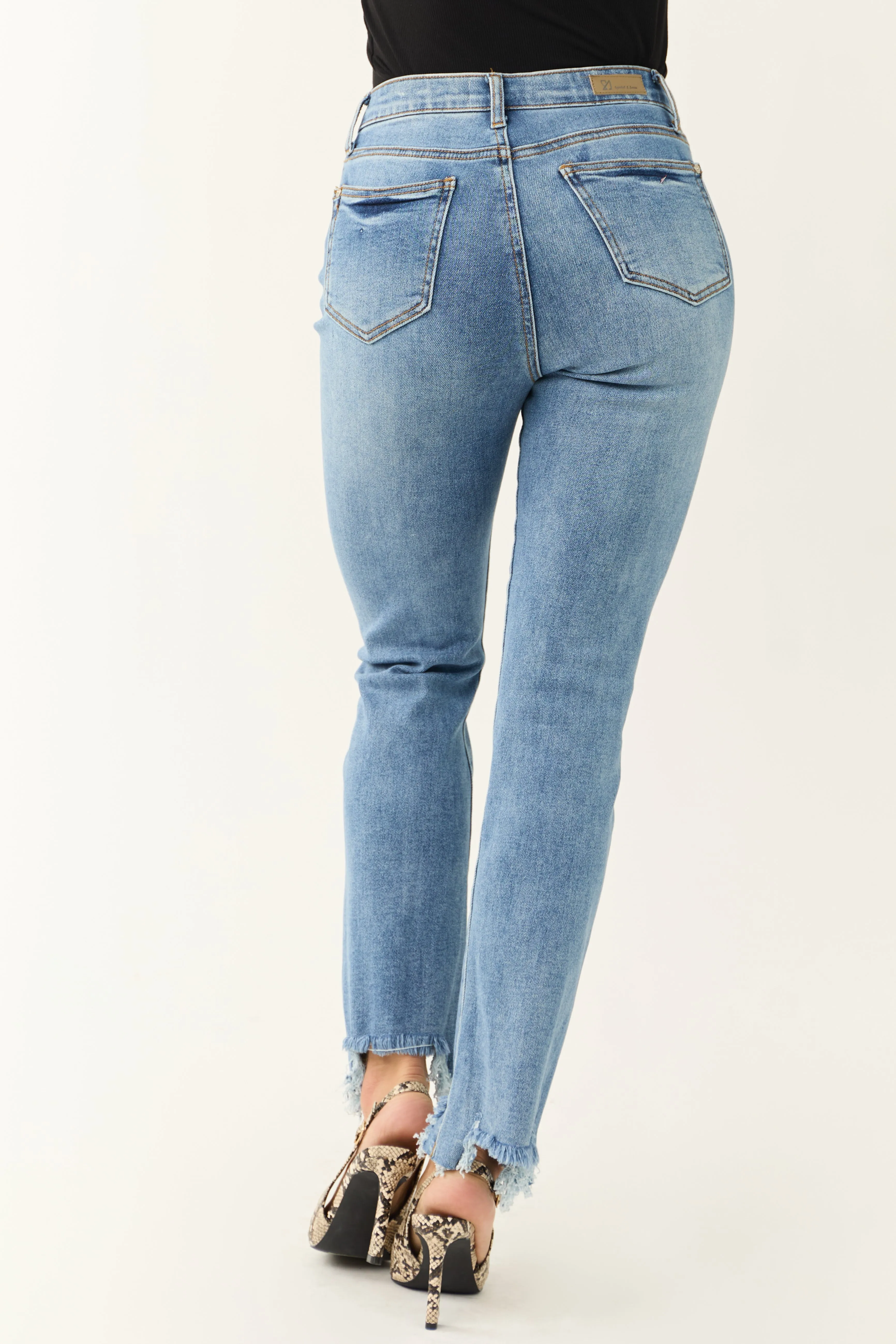 Special A Medium Wash Tummy Control Straight Jeans sold by Lime Lush product image thumbnail 5