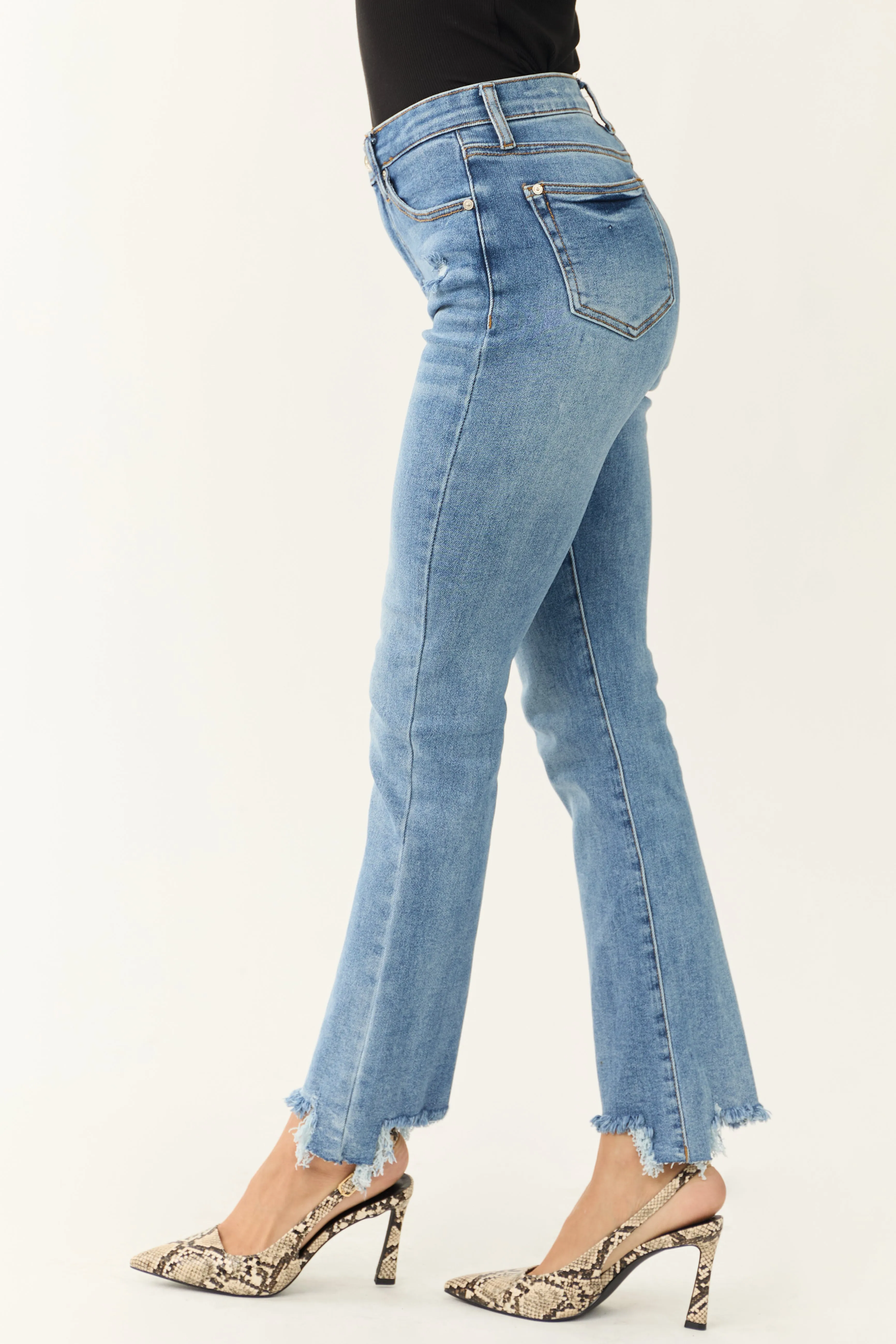 Special A Medium Wash Tummy Control Straight Jeans sold by Lime Lush product image thumbnail 4