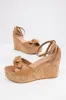 Brown Sugar Bow Open Toe Wedges sold by Lime Lush