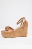 Brown Sugar Bow Open Toe Wedges sold by Lime Lush