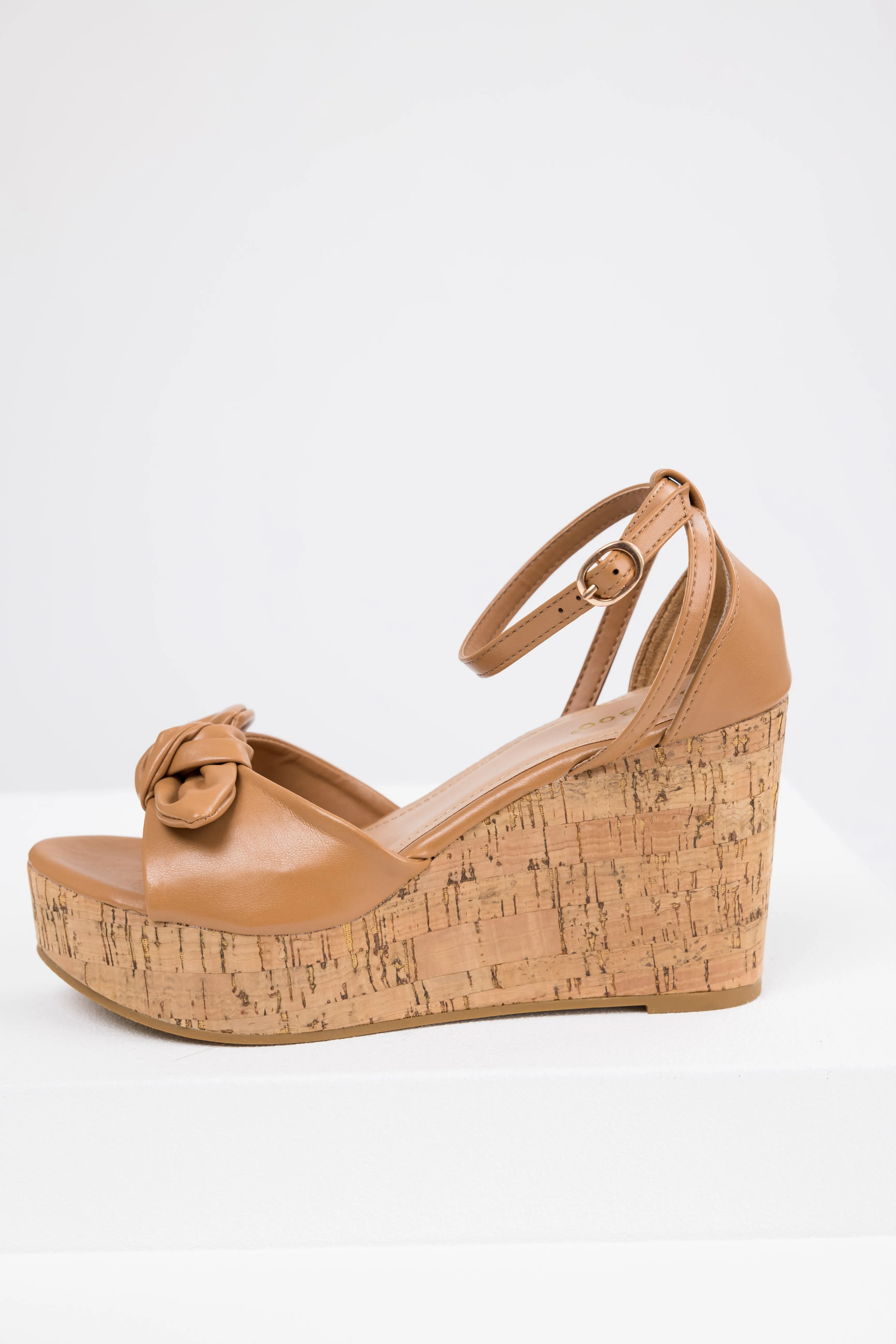 Brown Sugar Bow Open Toe Wedges sold by Lime Lush product image thumbnail 3