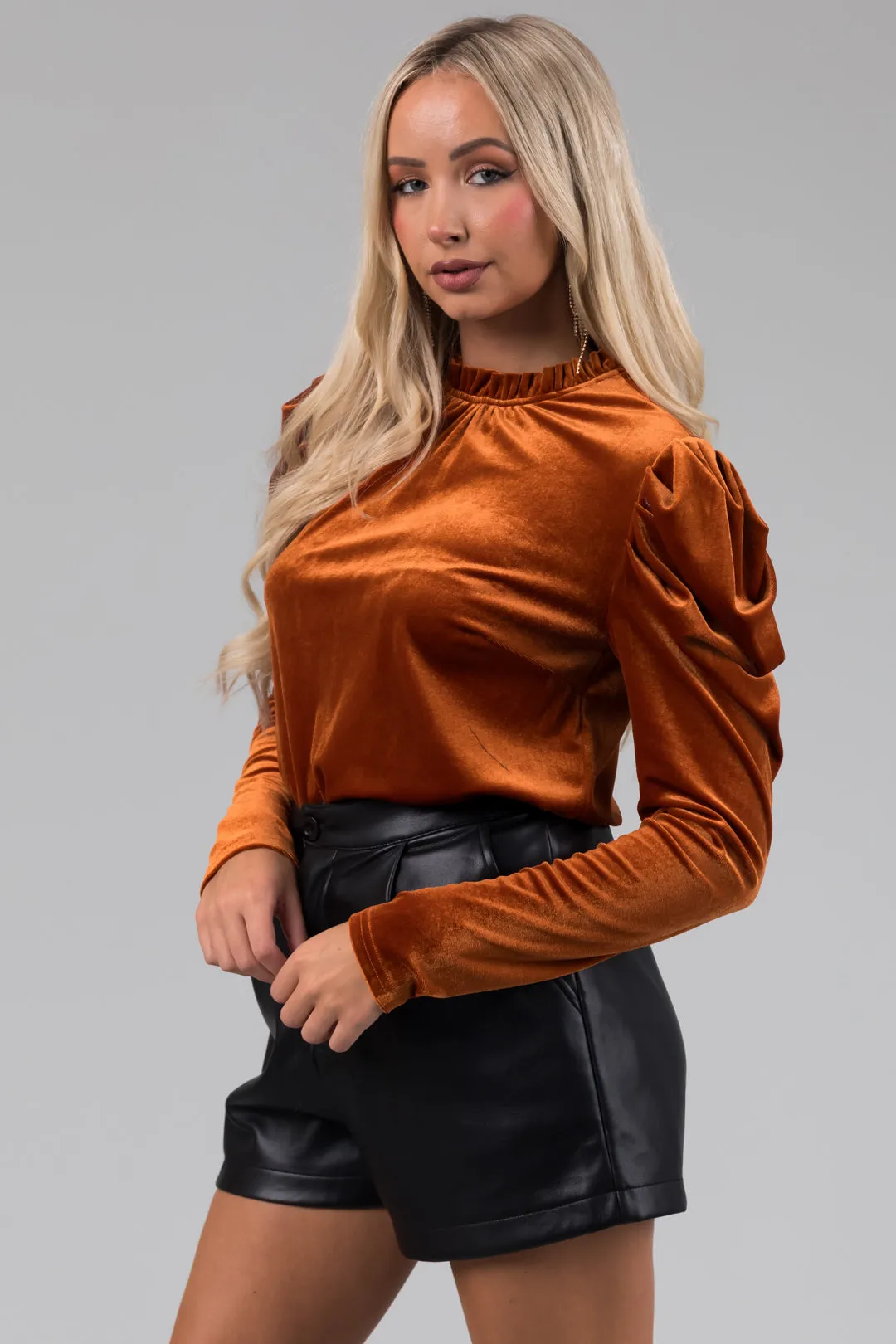 Pumpkin Spice Velvet Frill Collar Blouse sold by Lime Lush product image thumbnail 4