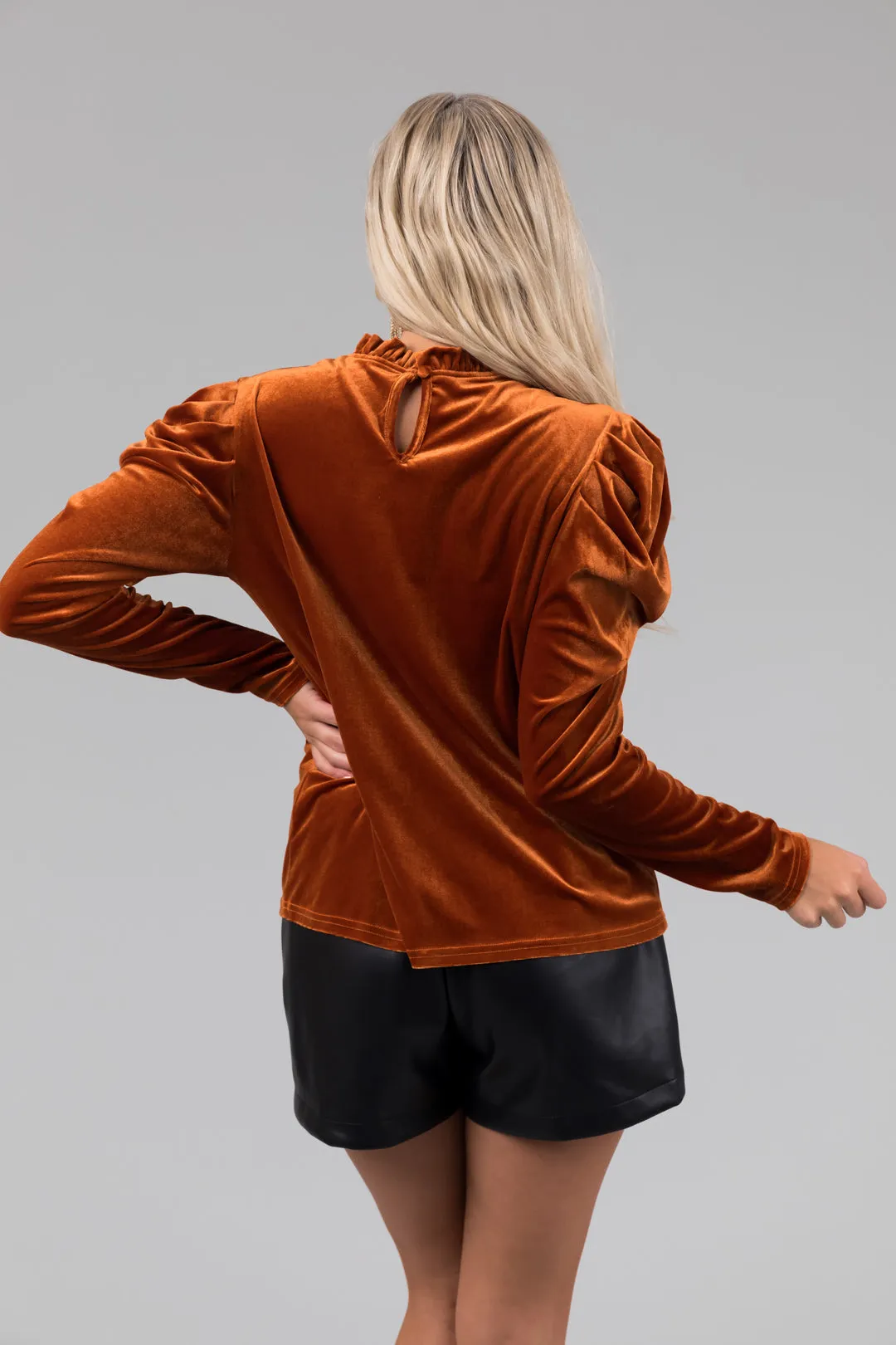 Pumpkin Spice Velvet Frill Collar Blouse sold by Lime Lush product image thumbnail 5