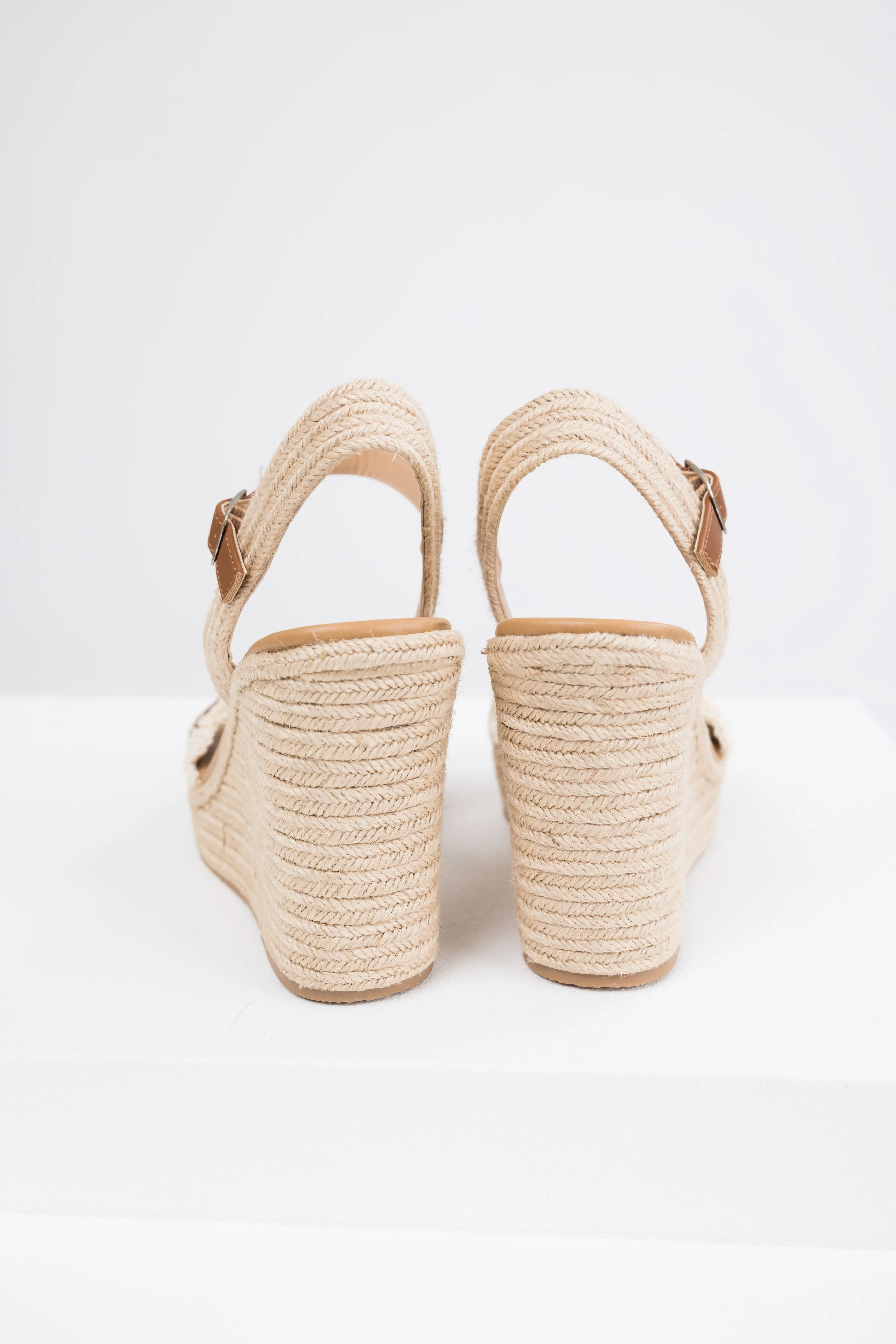 Cognac Crochet Trim Strap Espadrille Wedges sold by Lime Lush product image thumbnail 5