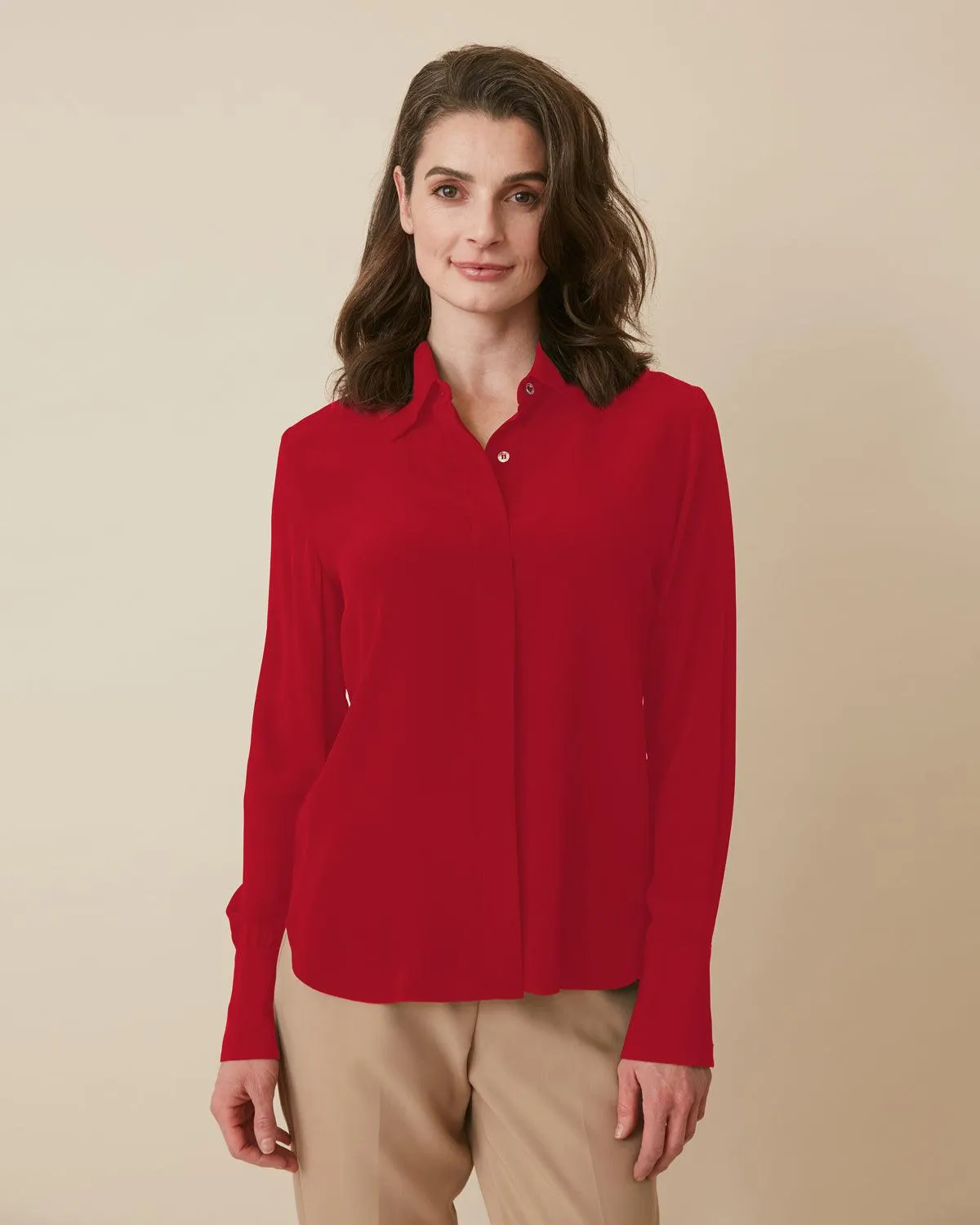 The Simone Button-Up Blouse Ruby Final Sale sold by Numi