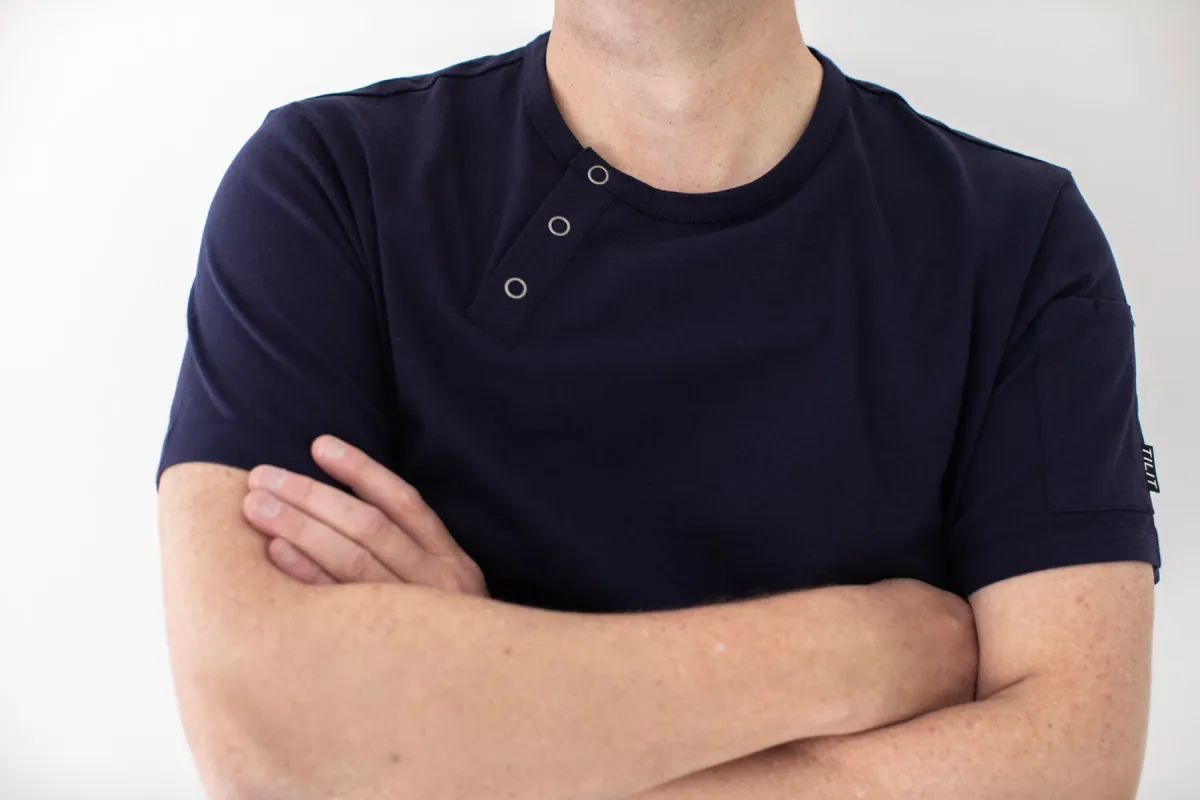 Navy Henley Tee sold by Tilit NYC