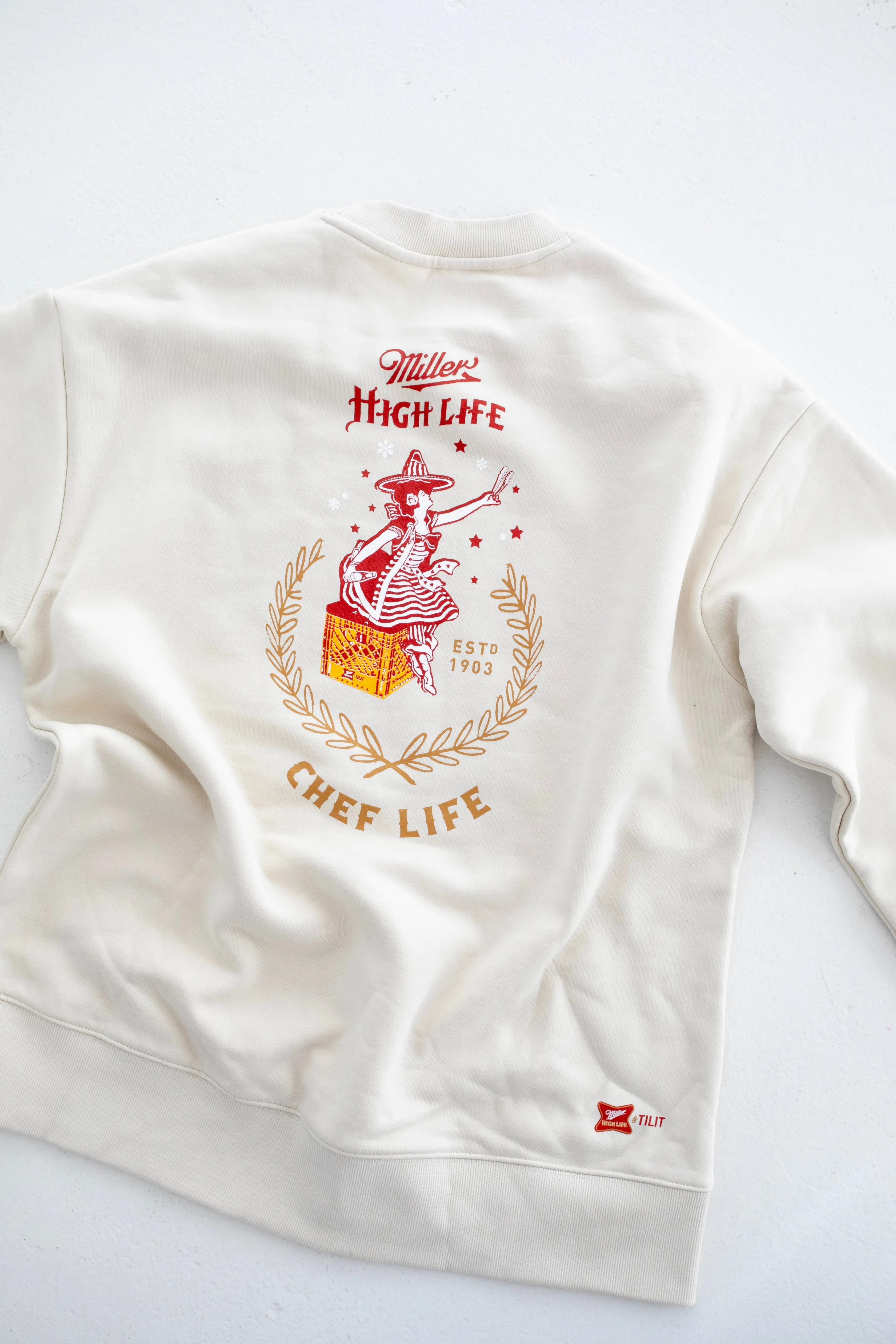 TILIT x Miller High Life "Chef Life Holiday Crewneck" sold by Tilit NYC product image thumbnail 4