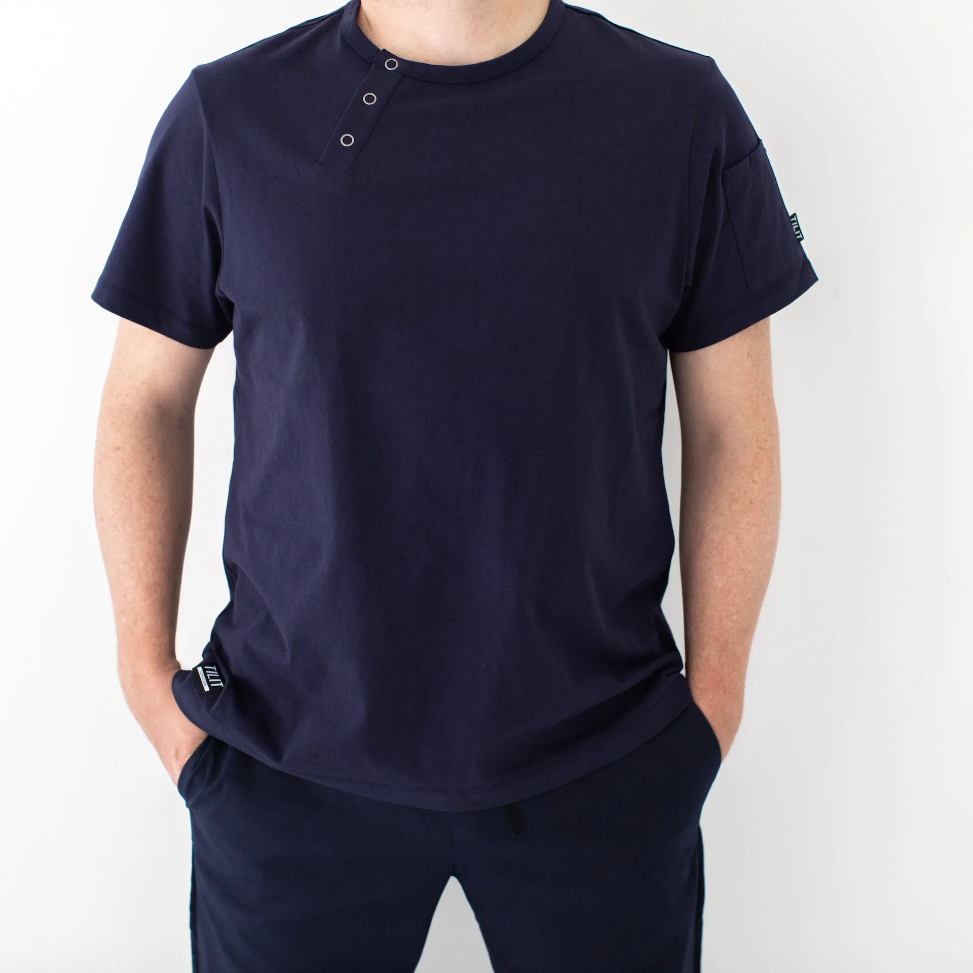 Navy Henley Tee sold by Tilit NYC product image thumbnail 2