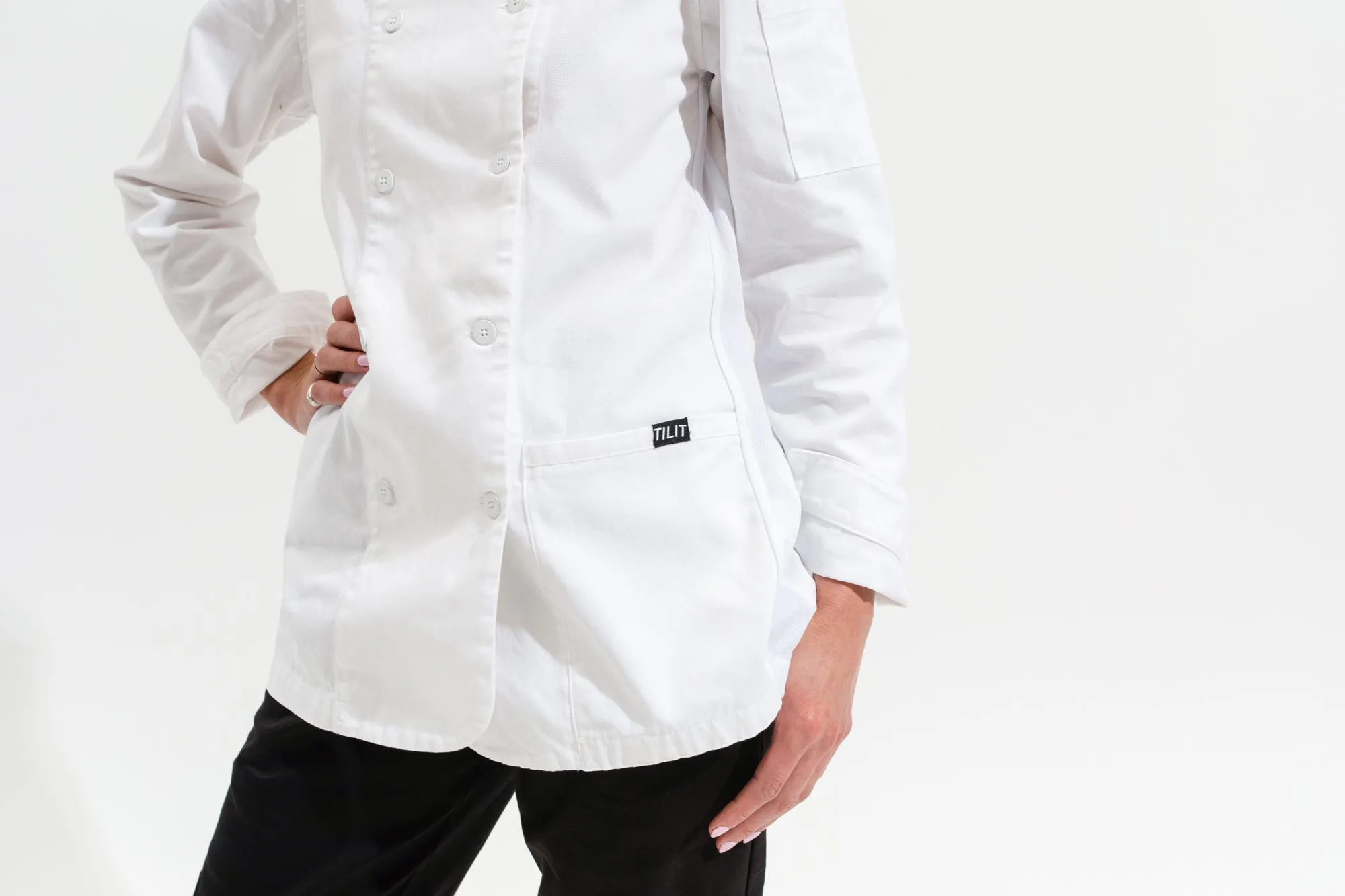 Long Sleeved Women's Chef Coat sold by Tilit NYC product image thumbnail 4