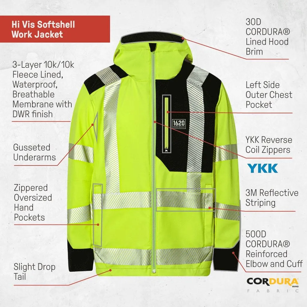 Hi Vis Softshell Work Jacket - FINAL SALE sold by 1620 Workwear product image thumbnail 3
