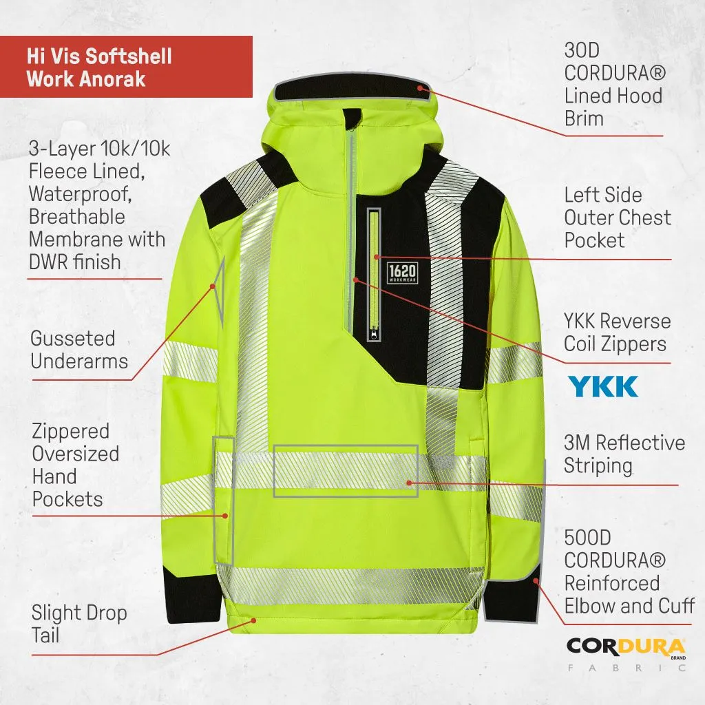 Hi Vis Softshell Work Anorak - CLOSEOUT sold by 1620 Workwear product image thumbnail 3
