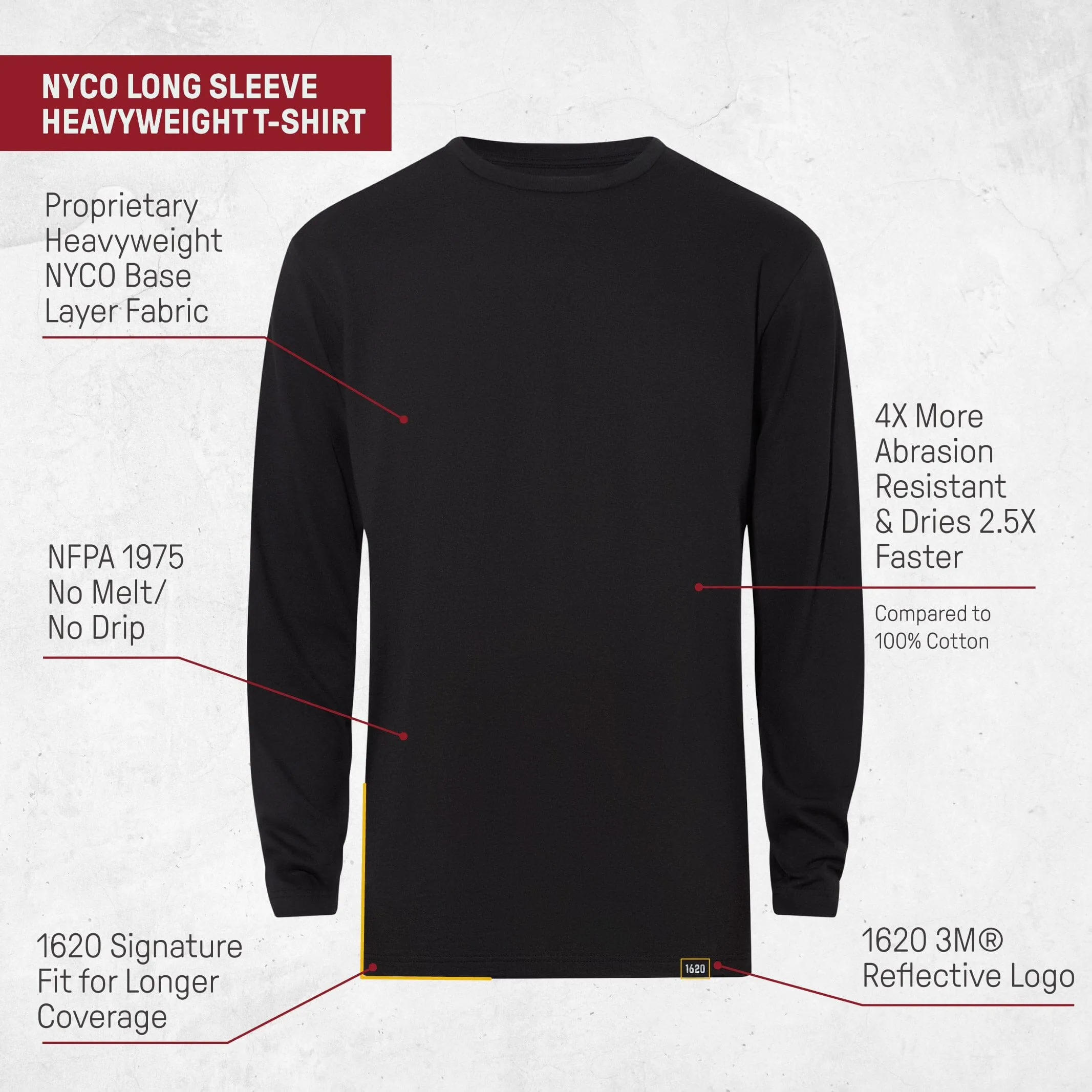 Heavyweight NYCO Long Sleeve T-Shirt - FINAL SALE sold by 1620 Workwear product image thumbnail 3