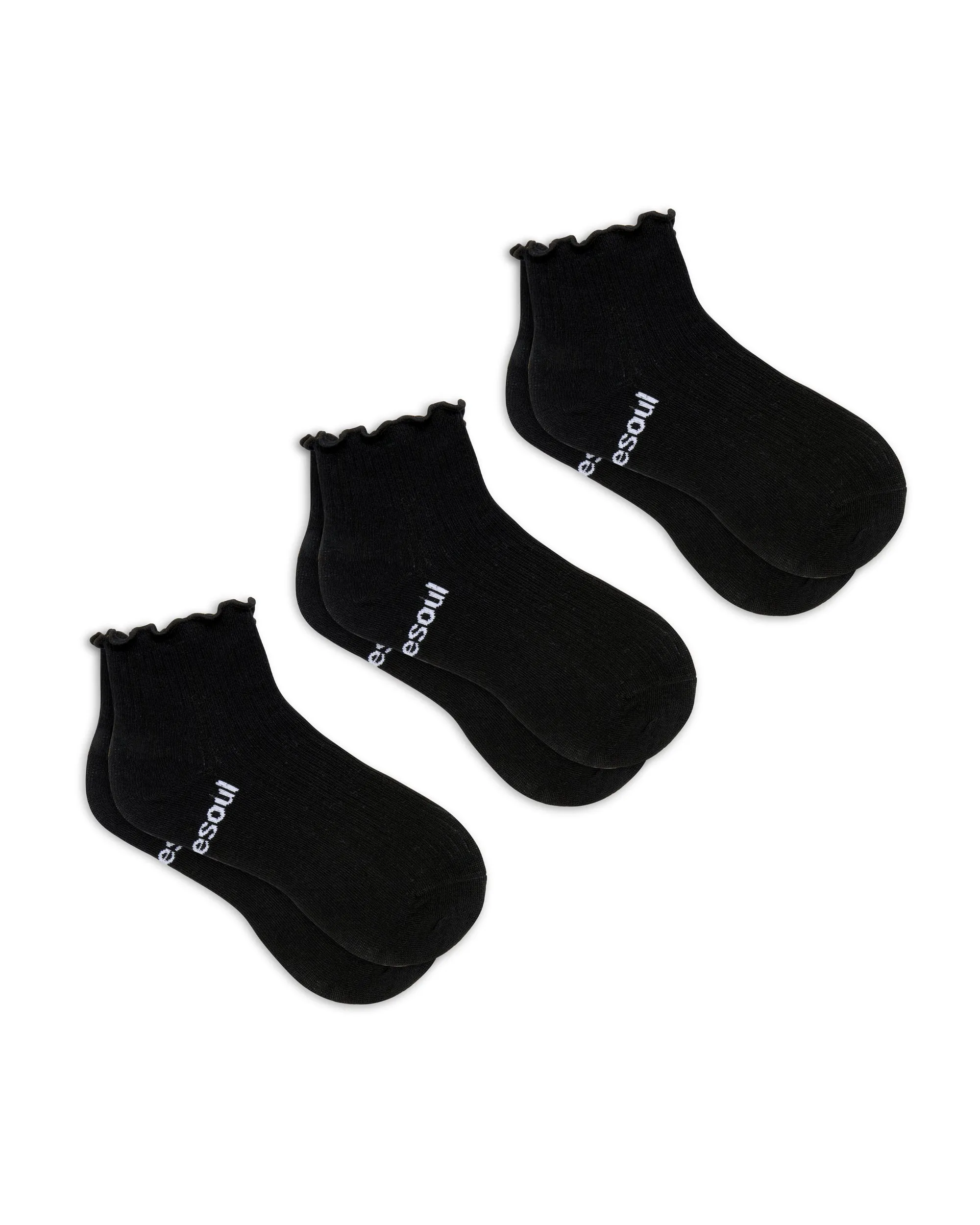 Ruffle Quarter Sock 3 Pack Solid sold by doublesoul product image thumbnail 5