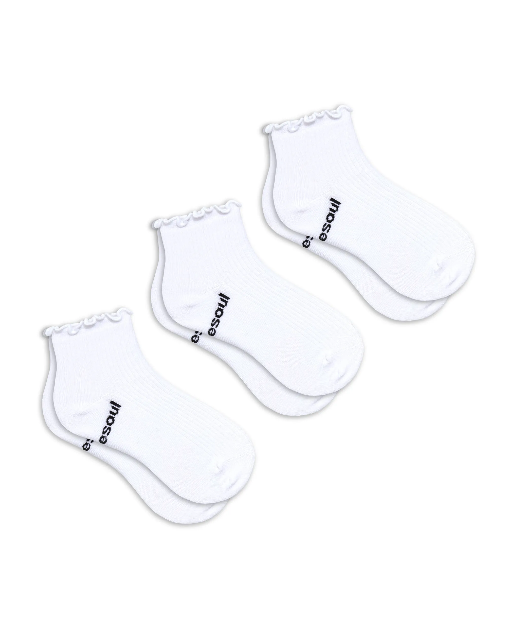 Ruffle Quarter Sock 3 Pack Solid sold by doublesoul
