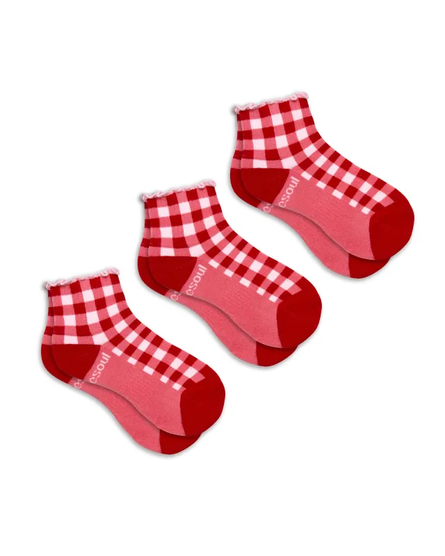 Kenzie Ruffle Quarter Sock 3 Pack Solid sold by doublesoul