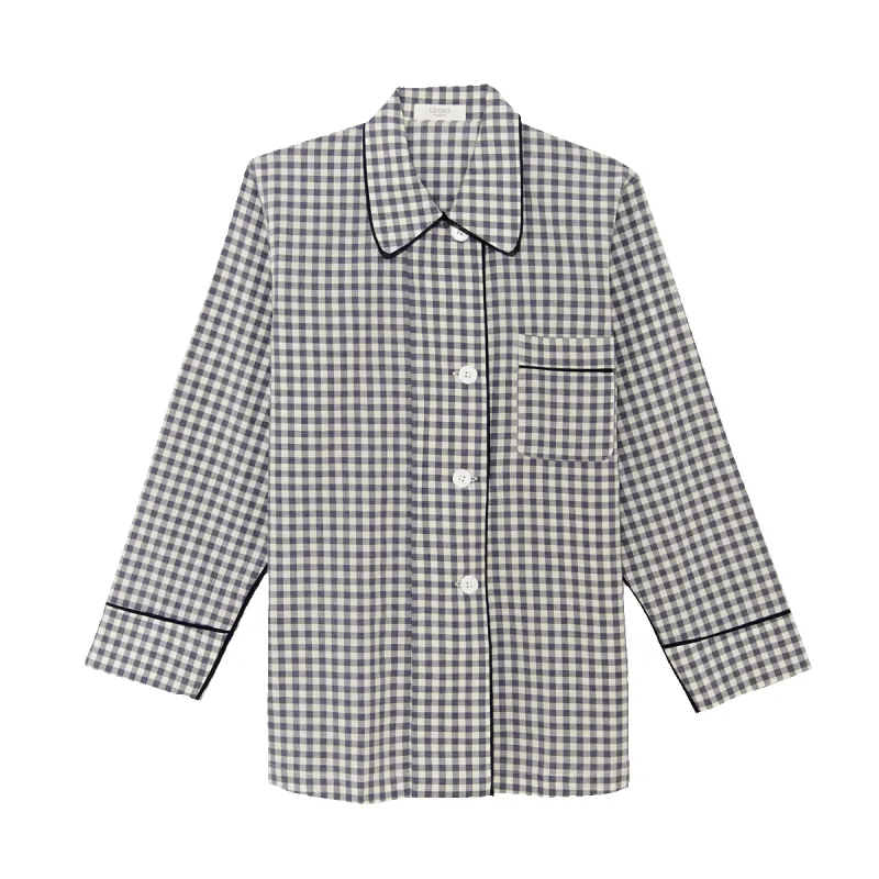 Kate Pajama Top Sea Gingham sold by ARAKS