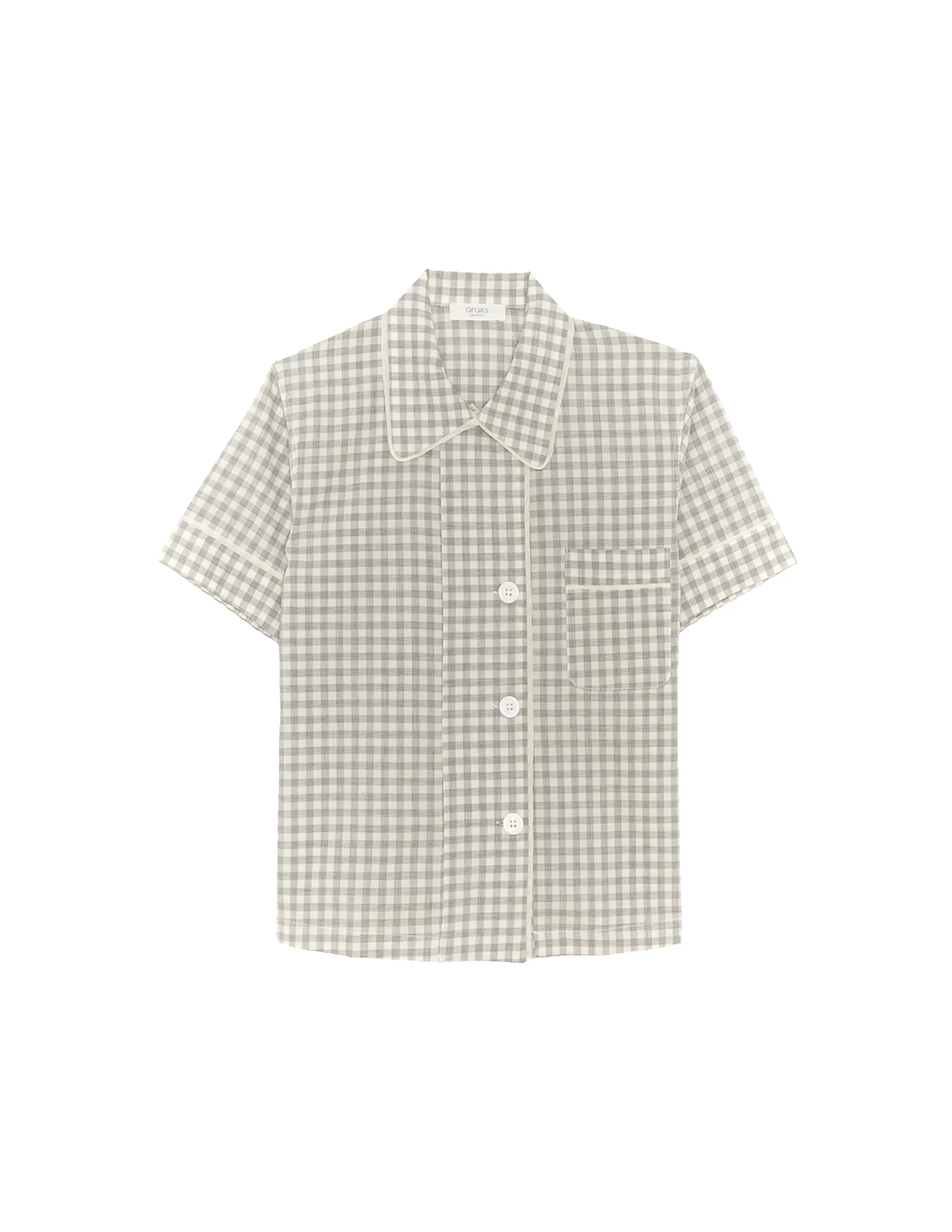 Shelby Pajama Top Fog Gingham sold by ARAKS
