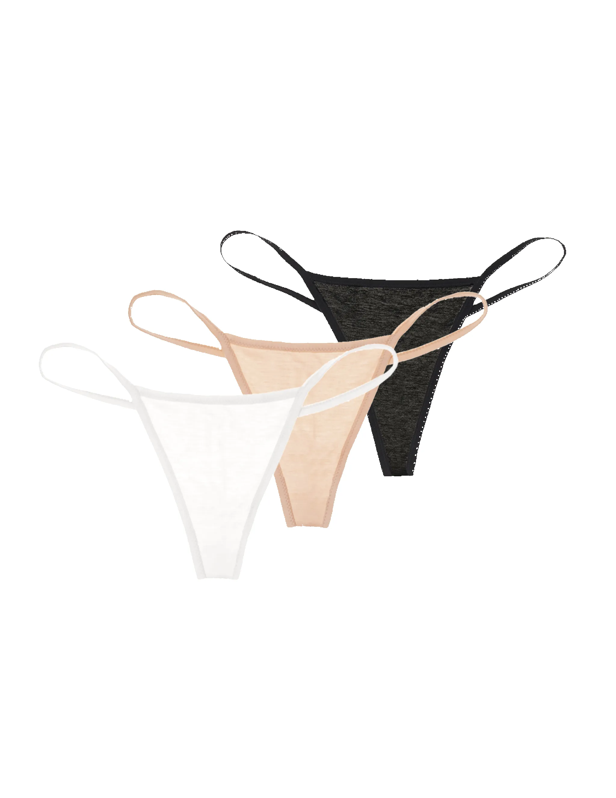 Estel Y Thong White ~ Set of 3 in Black, White and Sand sold by ARAKS