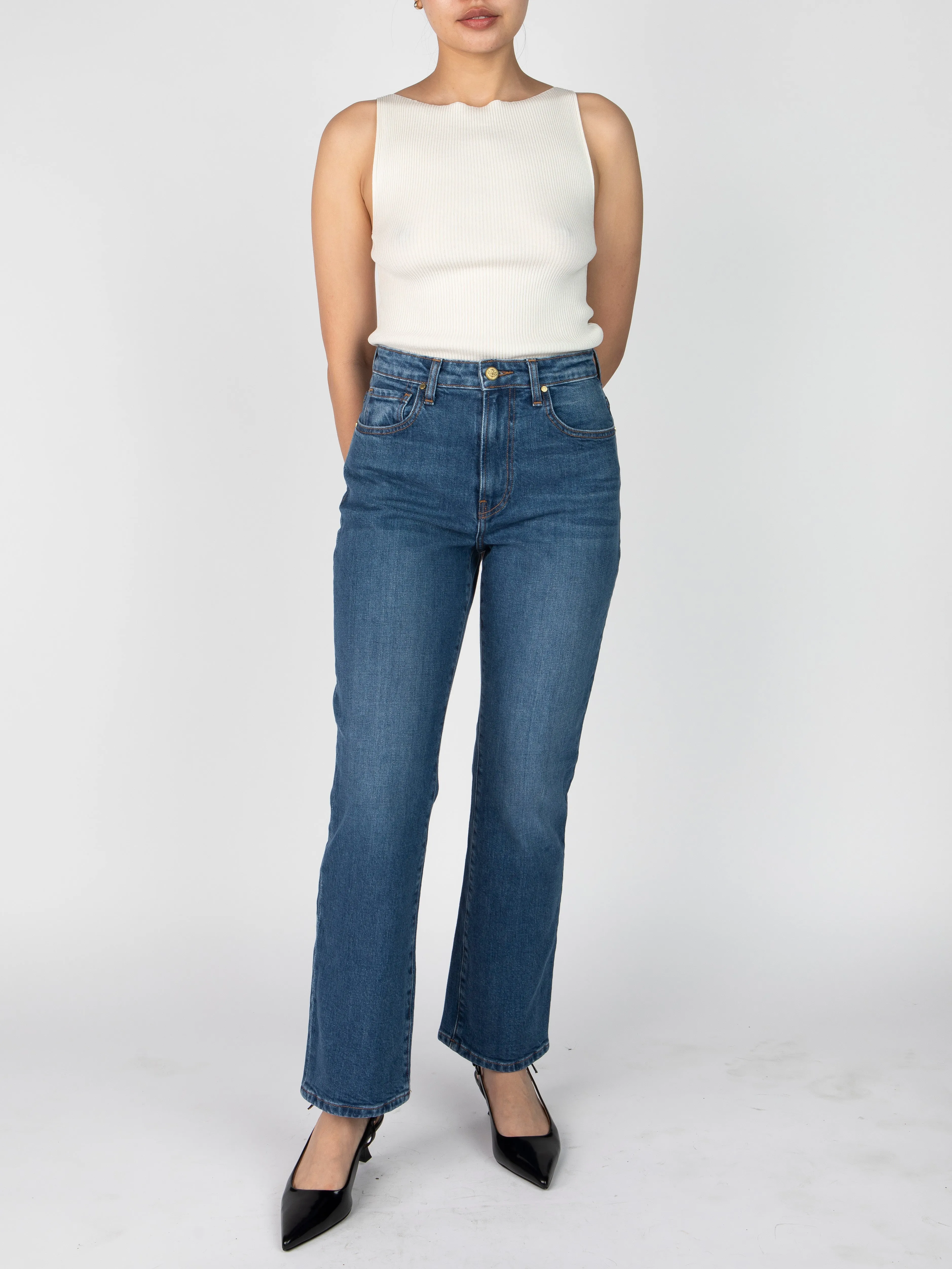 The Kate High-Rise Stovepipe Jean - Sapphire sold by Nelle Atelier product image thumbnail 3