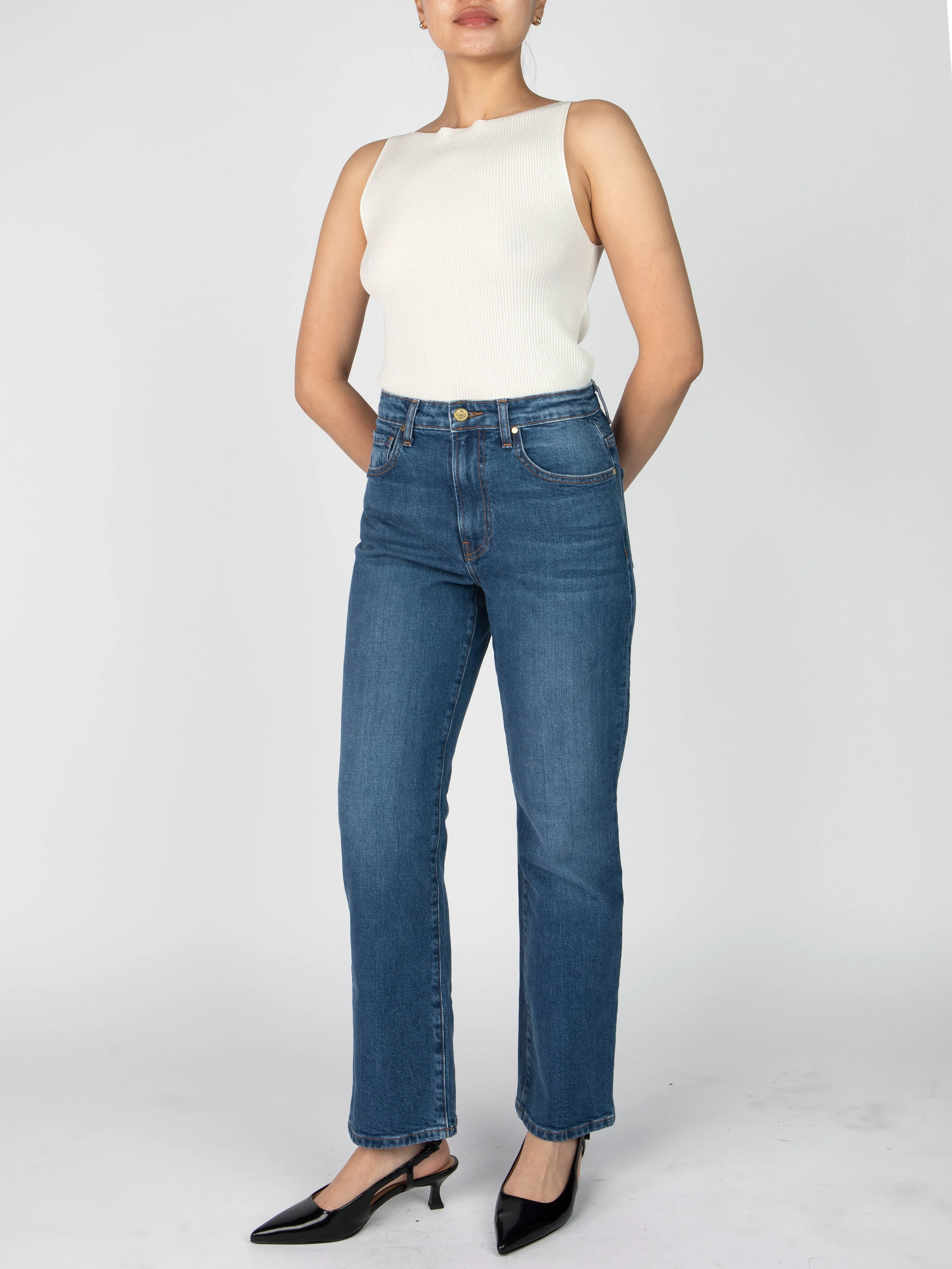 The Kate High-Rise Stovepipe Jean - Sapphire sold by Nelle Atelier