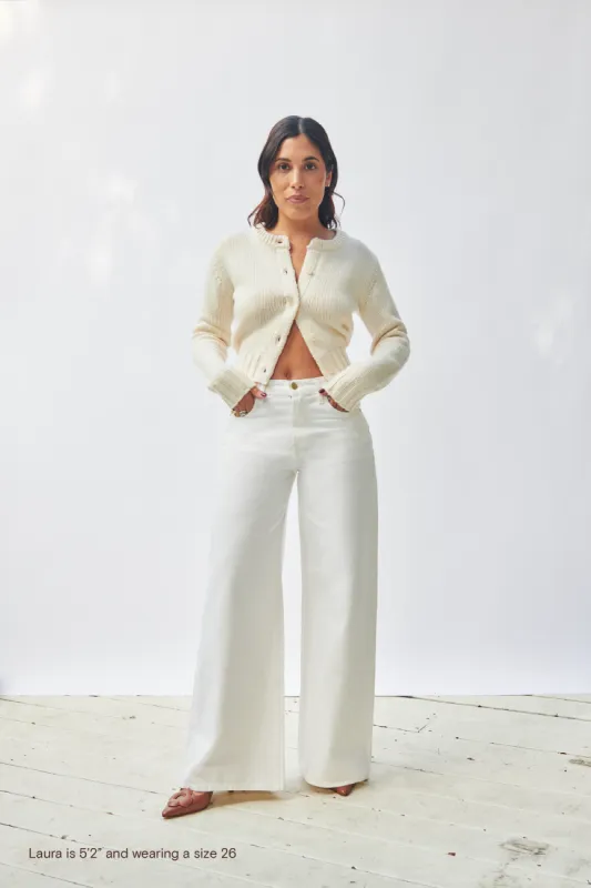 The Laura Mid-Rise Wide Leg Jean - Pearl sold by Nelle Atelier