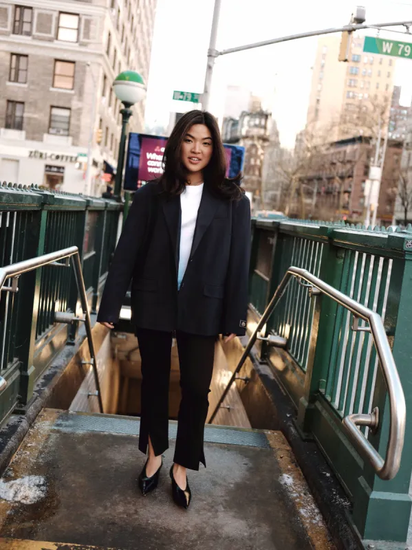 The Phillip Slit Pant - Onyx sold by Nelle Atelier