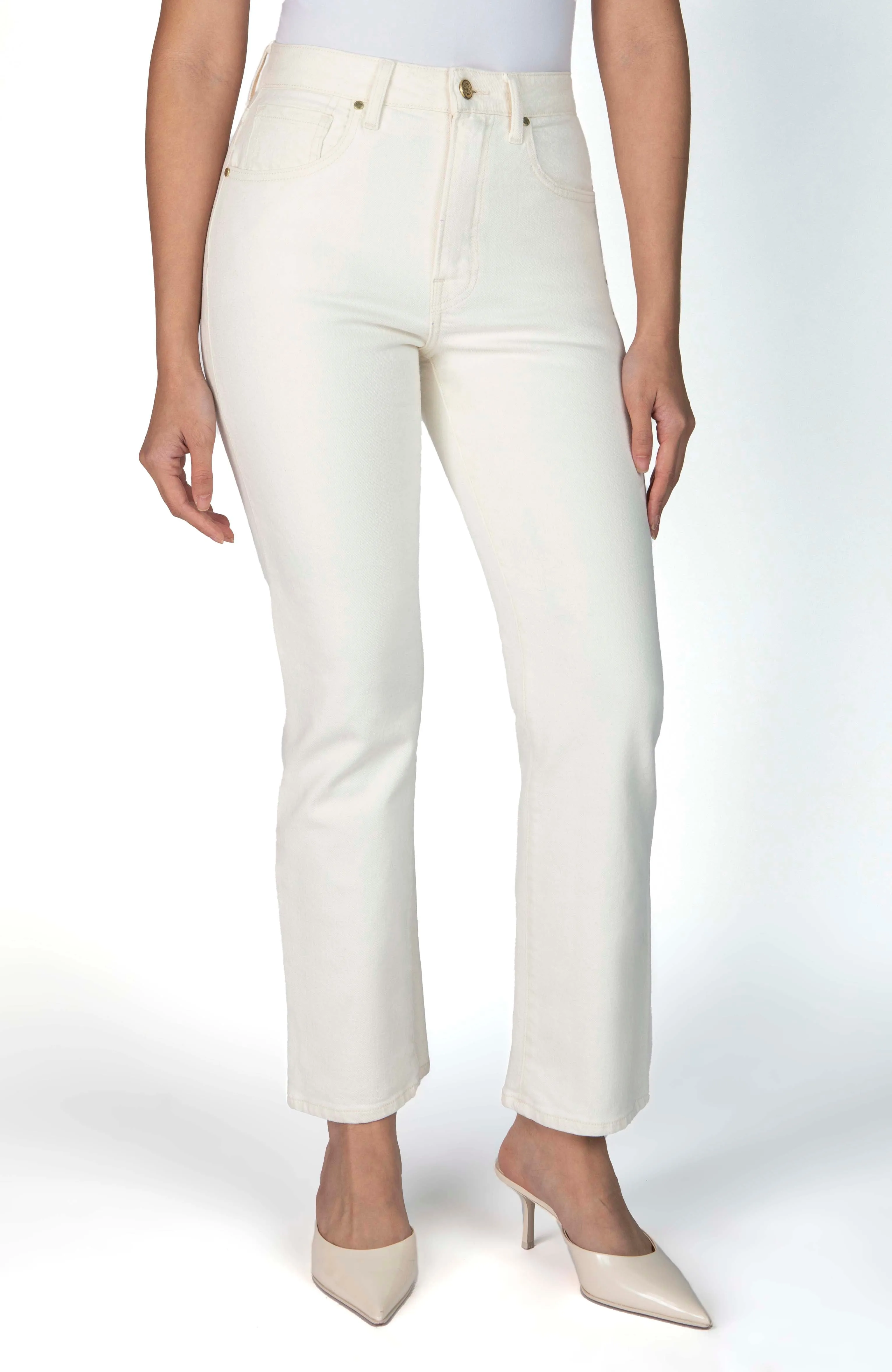 Petite High-Rise Stovepipe Jean - The Kate in Pearl sold by Nelle Atelier