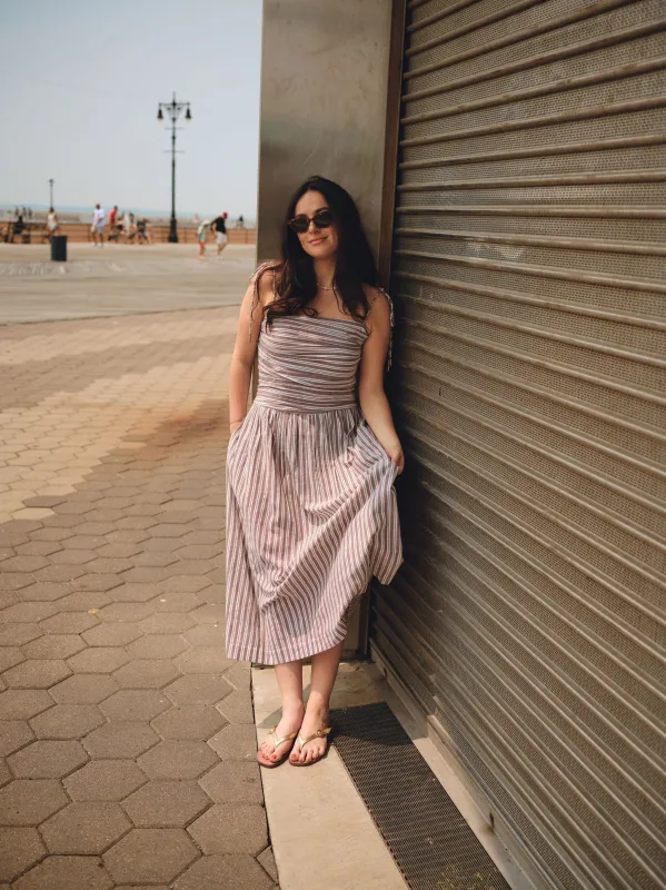 The Caroline Drop Waist Maxi Dress - Chocolate Stripe sold by Nelle Atelier