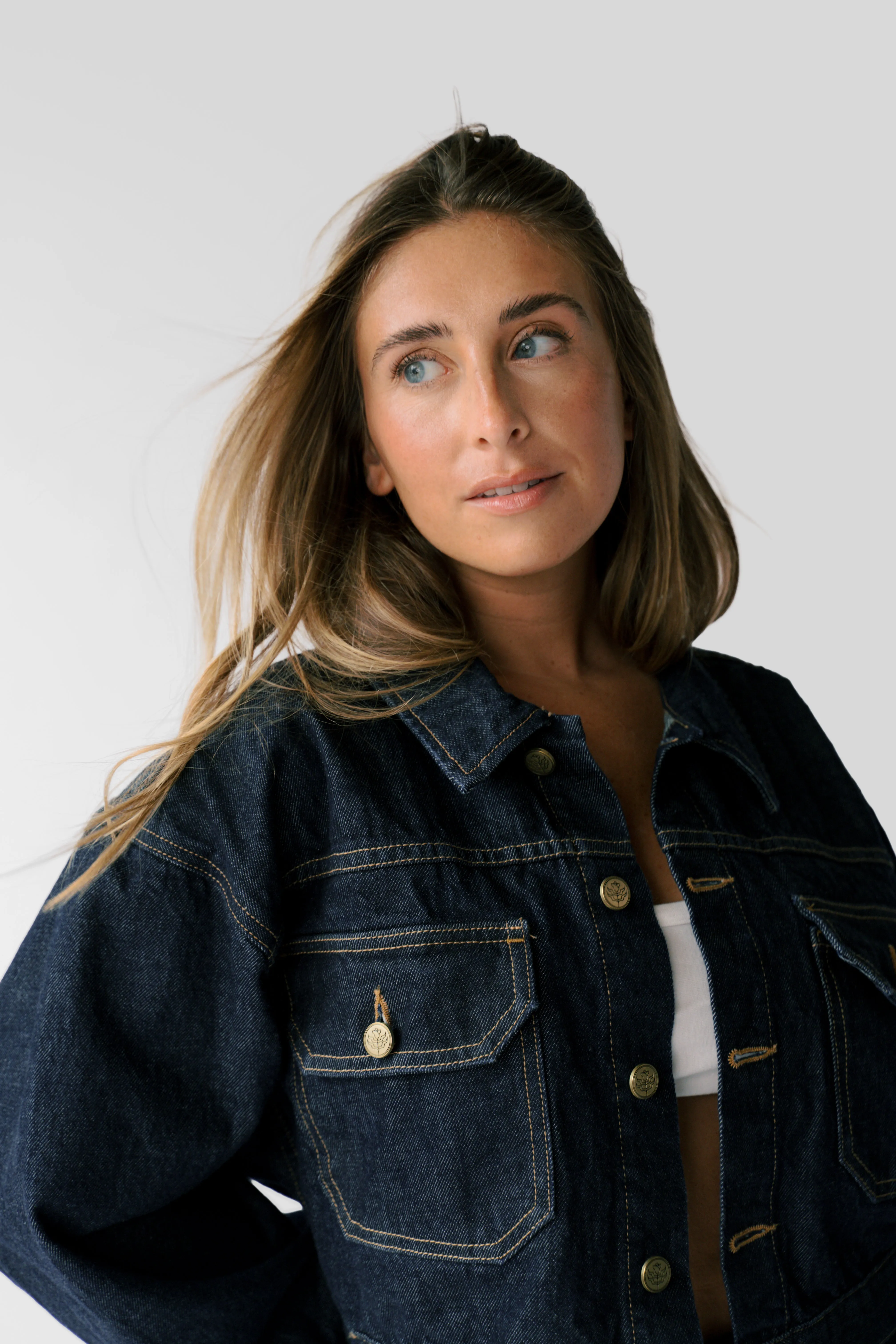 The Miri Boxy Cropped Jacket - Indigo sold by Nelle Atelier product image thumbnail 4