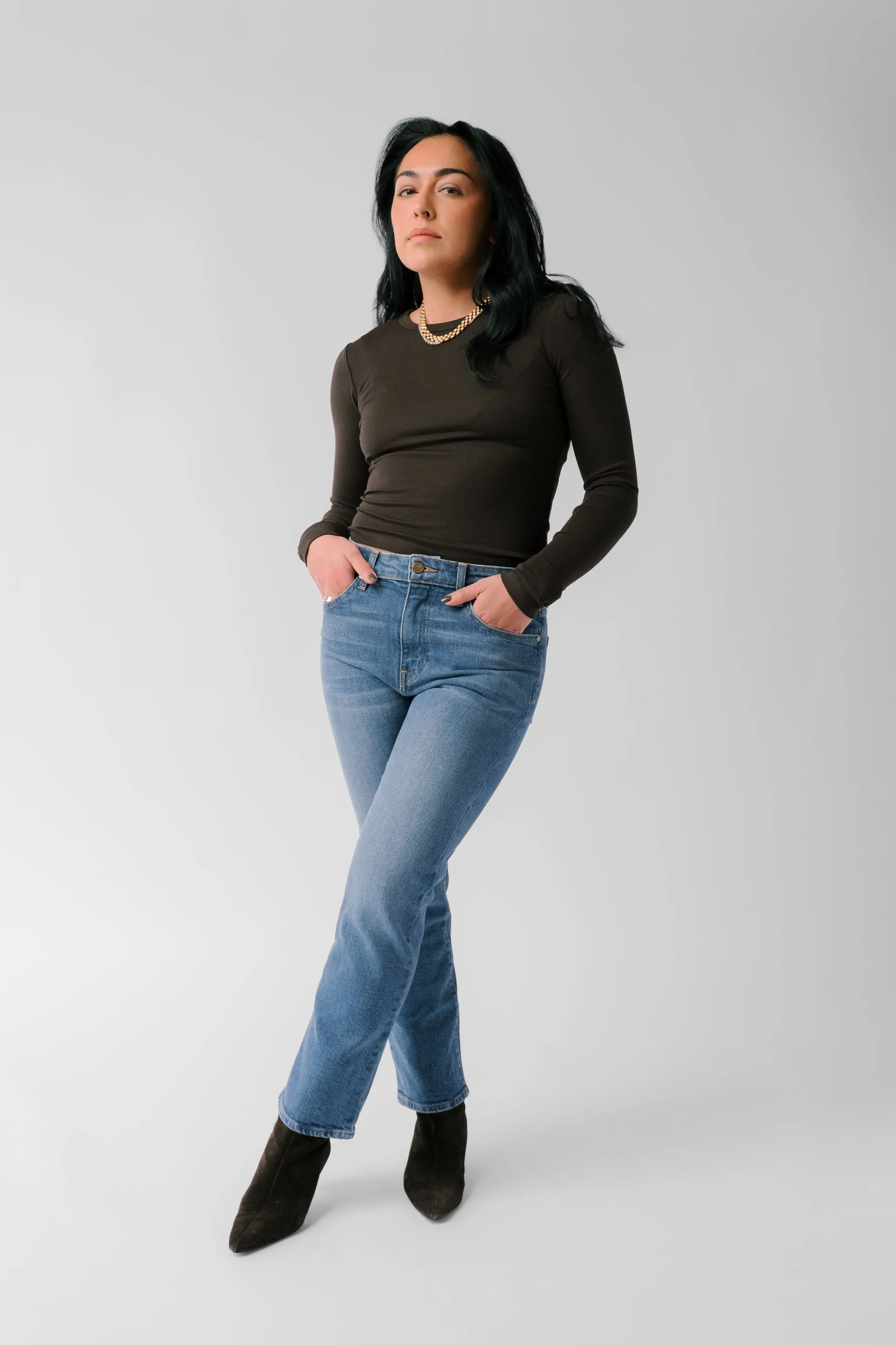 Petite Cropped Straight Jean - The Gabi in Royal sold by Nelle Atelier