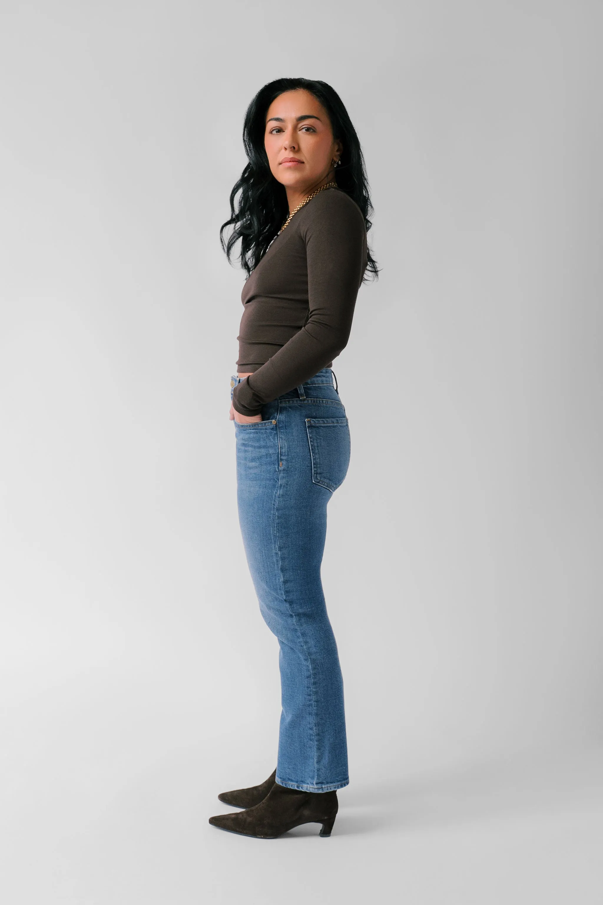 Petite Cropped Straight Jean - The Gabi in Royal sold by Nelle Atelier product image thumbnail 3