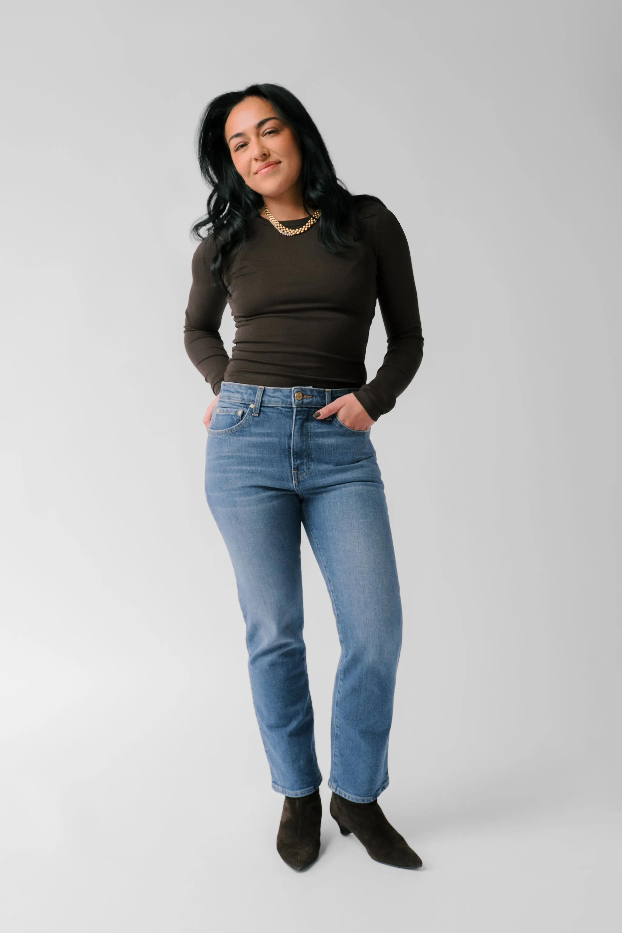 Petite Cropped Straight Jean - The Gabi in Royal sold by Nelle Atelier product image thumbnail 2
