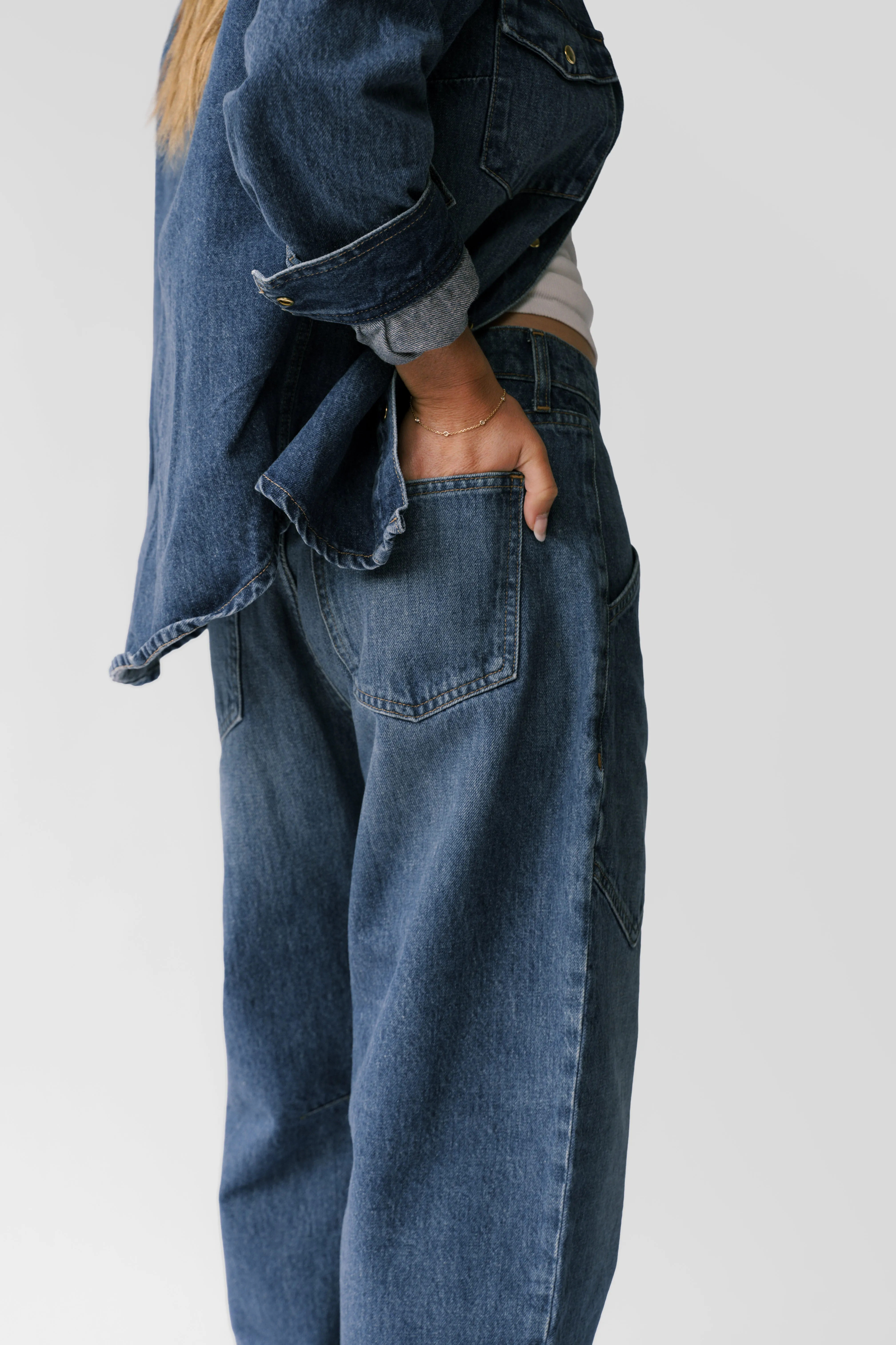 Petite Mid-Rise Barrel Jean - The Ali in Sapphire sold by Nelle Atelier product image thumbnail 4